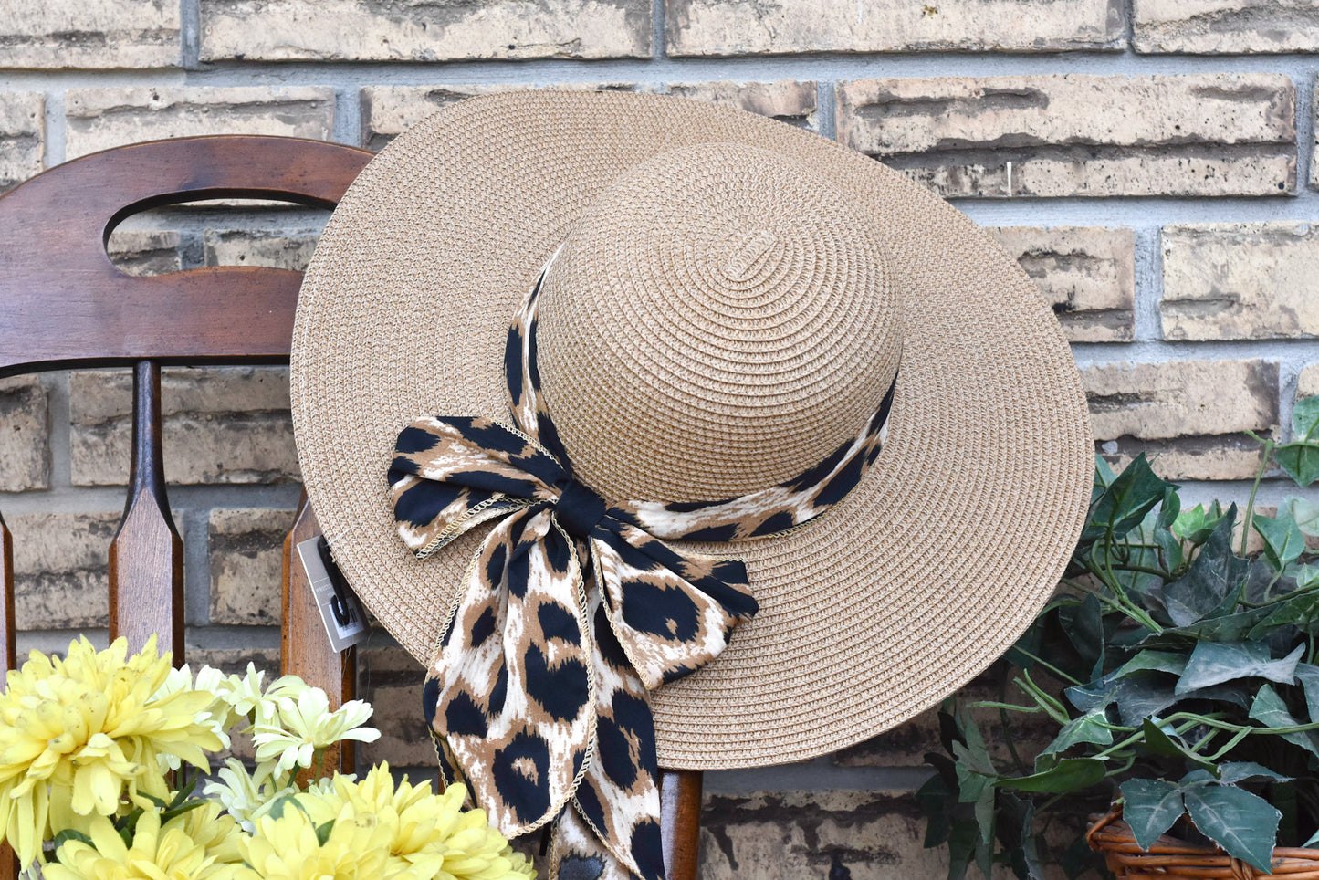 Leopard Print Bow Sun Hat