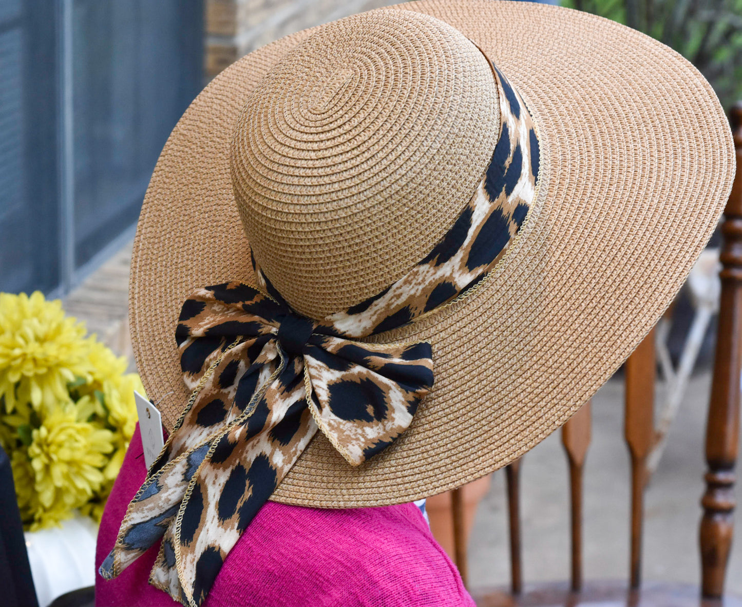 Leopard Print Bow Sun Hat